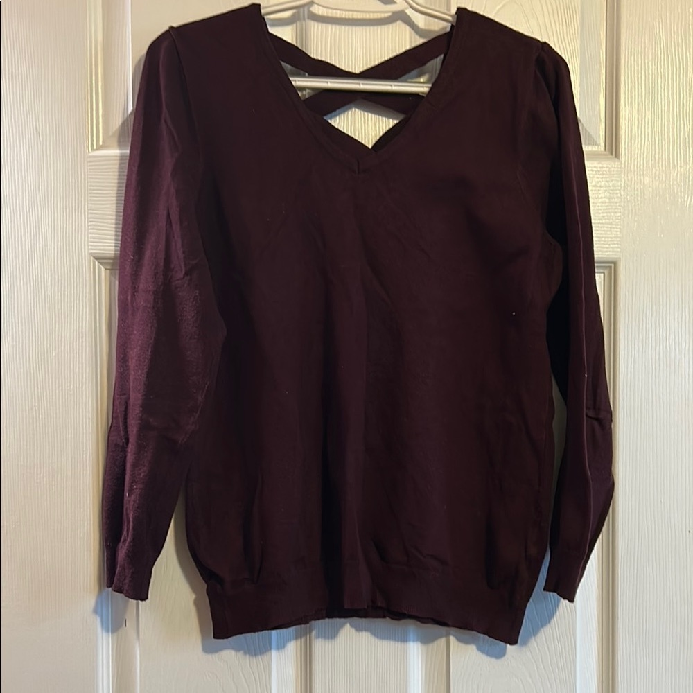 Burgundy V-Neck Sweater